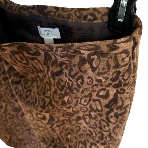 Ann Taylor Loft Wool A-Line Pencil Skirt Leopard Print Size 6 Brown Mini Work - Picture 4 of 5